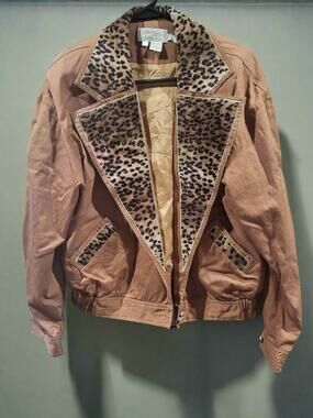 Vintage 1995 Christine Phillipe Brown Medium Leopard Jacket With Shoulder Pads